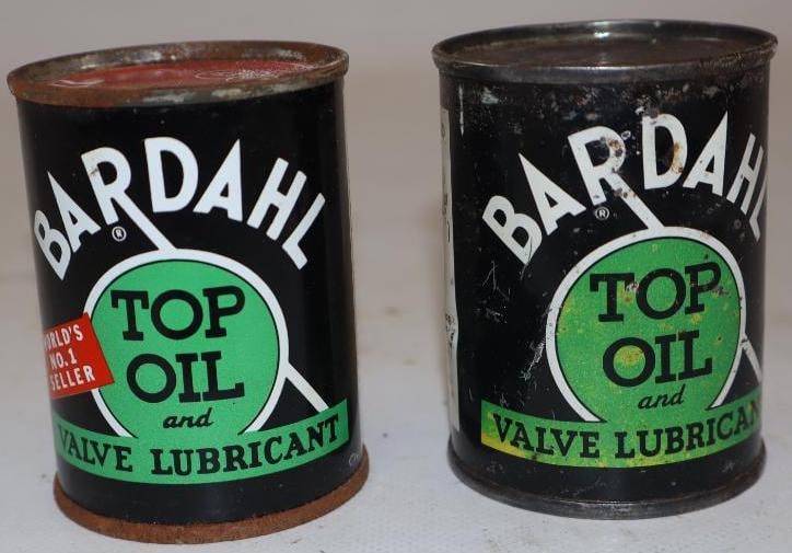 Group of 2 Bardahl Top Oil Cans: 4 oz each, 1 is full, 1 is empty