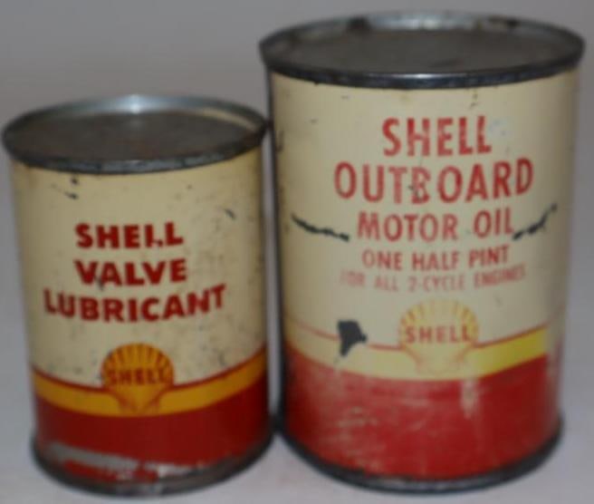 Group of 2 Shell Outboard & Valve Lubricant Cans (1 of 2)