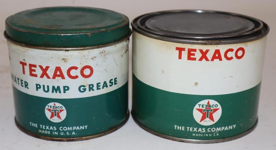 Group of 2 Texaco 1 Pound Grease Cans: 16 oz each, both are full