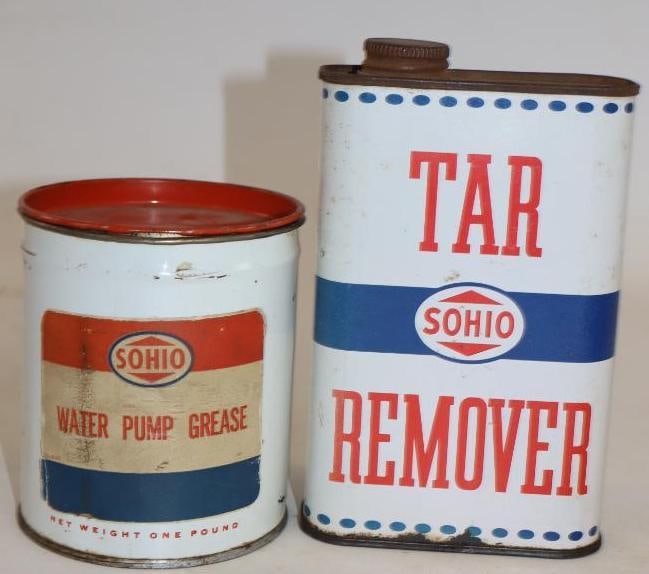 Group of 2 Sohio Tar Remover & 1 Pound Grease Can: 16 oz each both are empty
