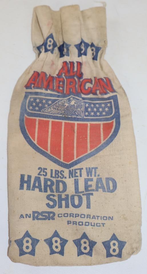 25 Pound All American Hard Leadshot Canvas Advertising Bag: 5.5" x 13.5"