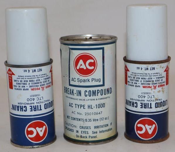 Group of 3 AC Tire Chain Spray & Brake Compound Cans: Largest is 12 oz
