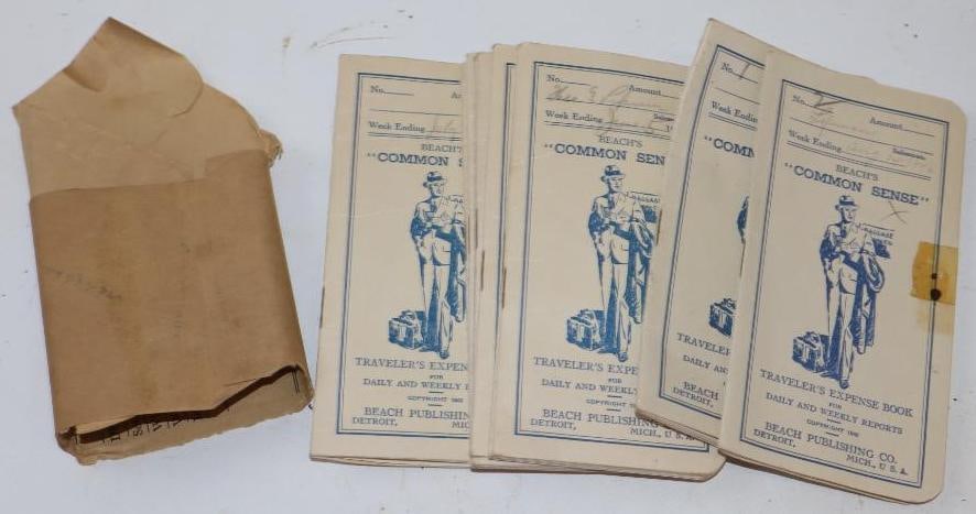 Group of 11 - 1948 Common Sense Travelers Expense Books: 2.5" x 5.25" each, all books are used & complete with original receipts