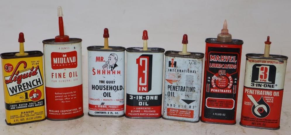 Group of 7 Handy Oil Cans: Largest is 4 oz