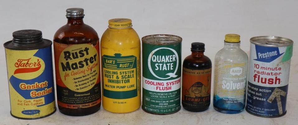 Group of 7 Different Automotive Additive Cans & Bottles: Largest is 16 oz