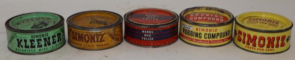 Group of 5 Different Automotive Wax Cans: Largest is 8 oz