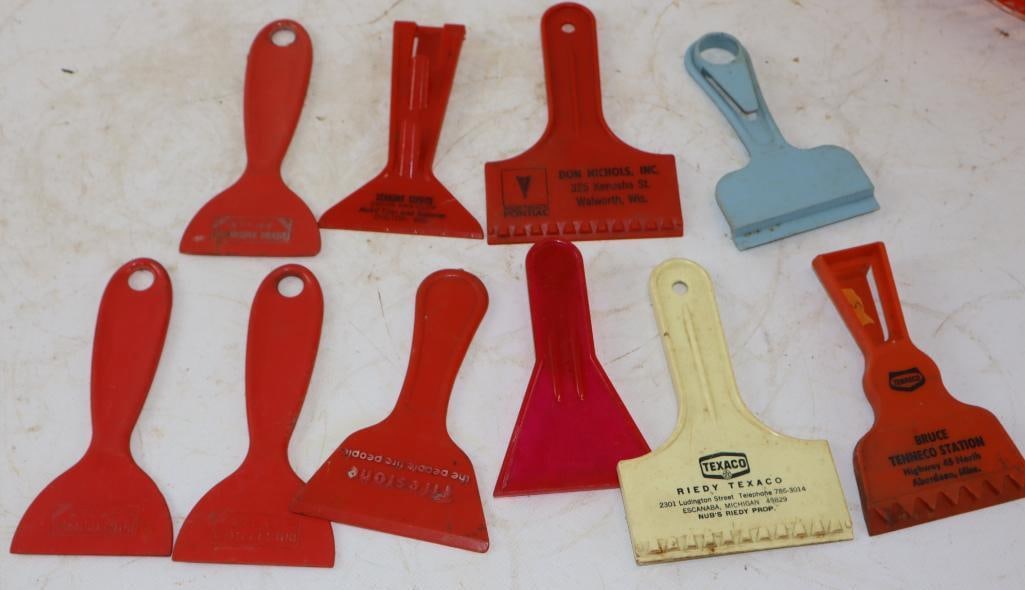 Group of 10 Different Advertising Ice Scrapers: Largest is 3.5" x 5.5"