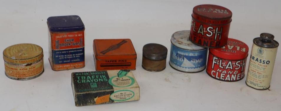 Group of 9 Household & Auto Related Advertising Tins (1 of 7)
