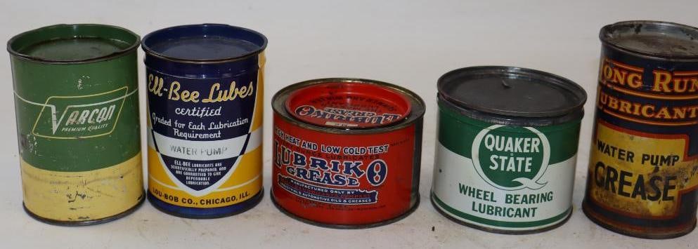 Group of 5 Different 1 Pound Grease Cans (1 of 4)