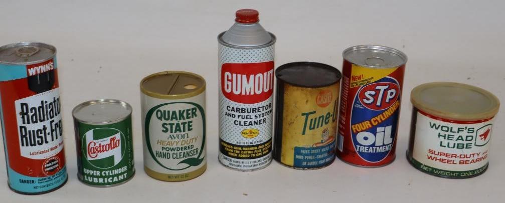 Group of 7 Car Care Product Cans and Hand Cleanser: Largest is 16oz