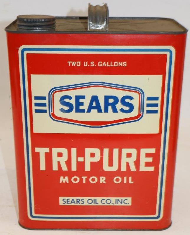 Sears Oil Company Tri-Lube Two Gallon Oil Can: 8.5" x 5.5" x 11.5"