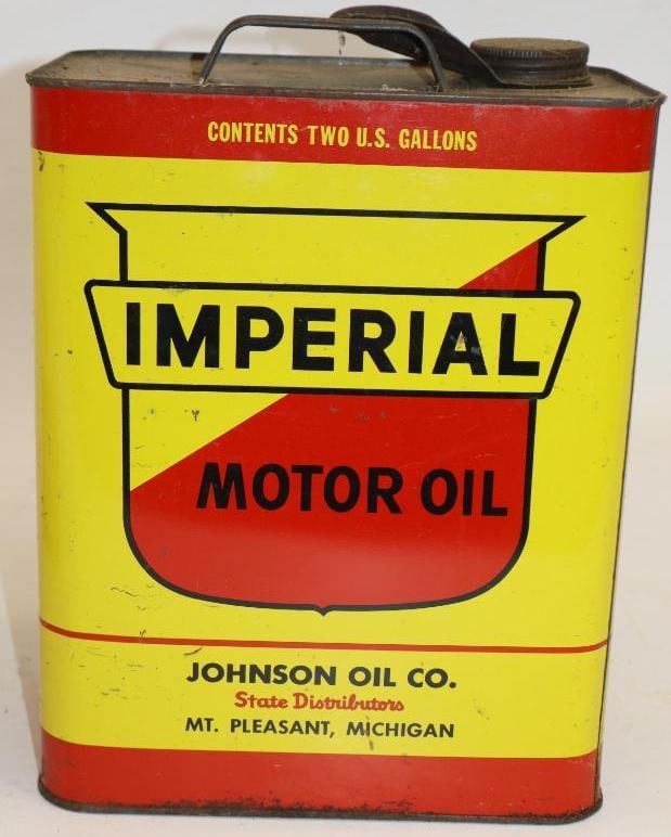 Johnson Oil Imperial Two Gallon Oil Can: 8.5" x 5.5" x 11.5"