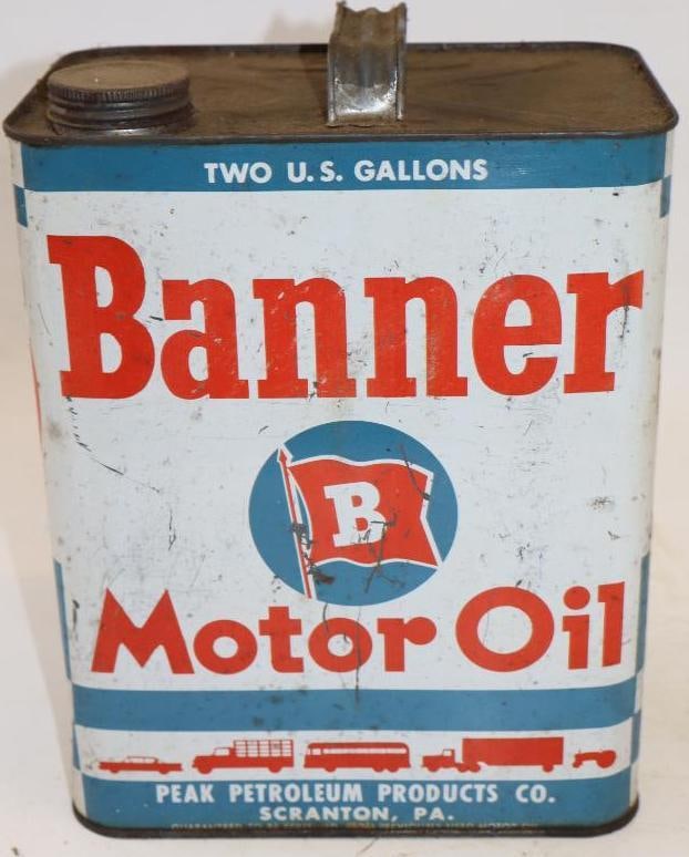 Peak Petroleum Banner Two Gallon Oil Can: 8.5" x 5.5" x 11.5"