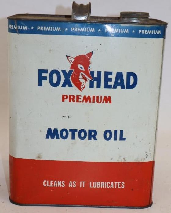 Tritex Petroleum Fox Head Premium Two Gallon Oil Can: Missing cap. 8.5" x 5.5" x 11.5"