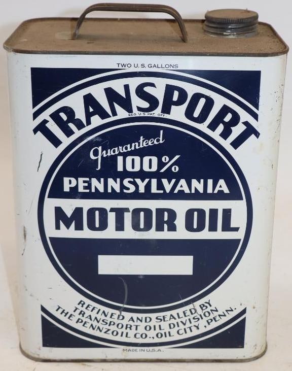 Pennzoil Transport Two Gallon Oil Can: 8.5" x 5.5" x 11.5"