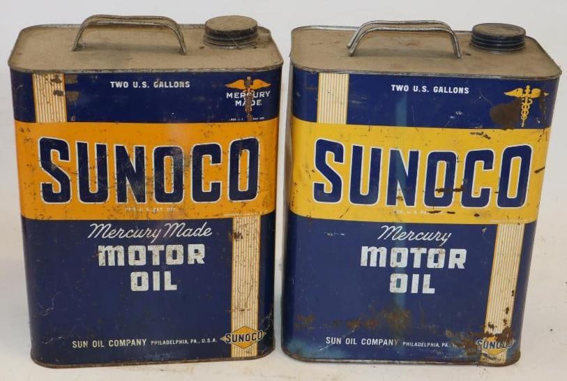 Group of 2 Sunoco Mercury Made Two Gallon Oil Cans (1 of 4)
