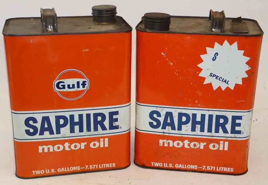Group of 2 Gulf Sapphire Two Gallon Oil Cans (1 of 4)