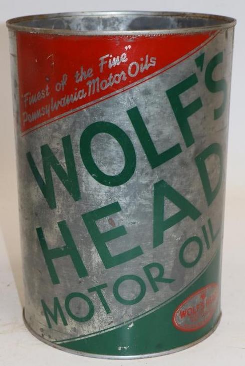 Wolf's Head Five Quart Metal Oil Can (1 of 5)