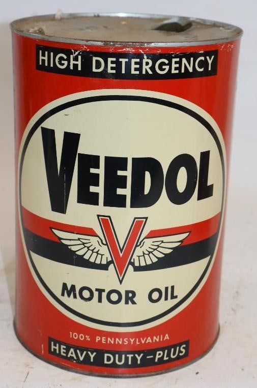 Tide Water Veedol Flying V HD Five Quart Metal Oil Can (1 of 5)