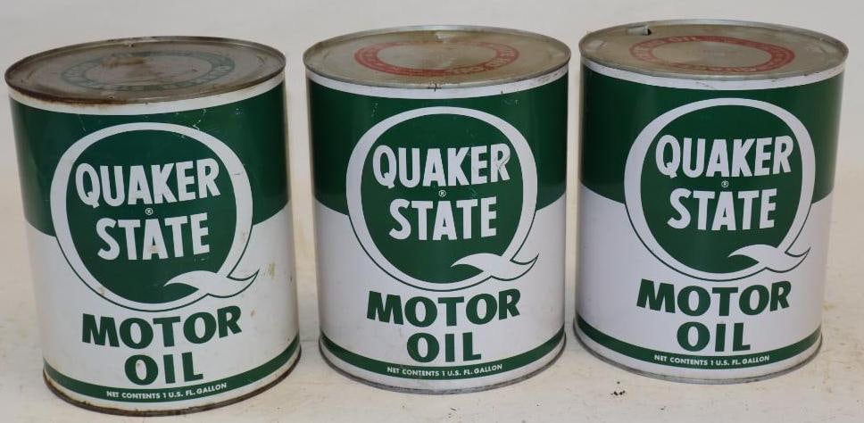 Group of 3 Quaker State One Gallon Metal Oil Cans (1 of 3)