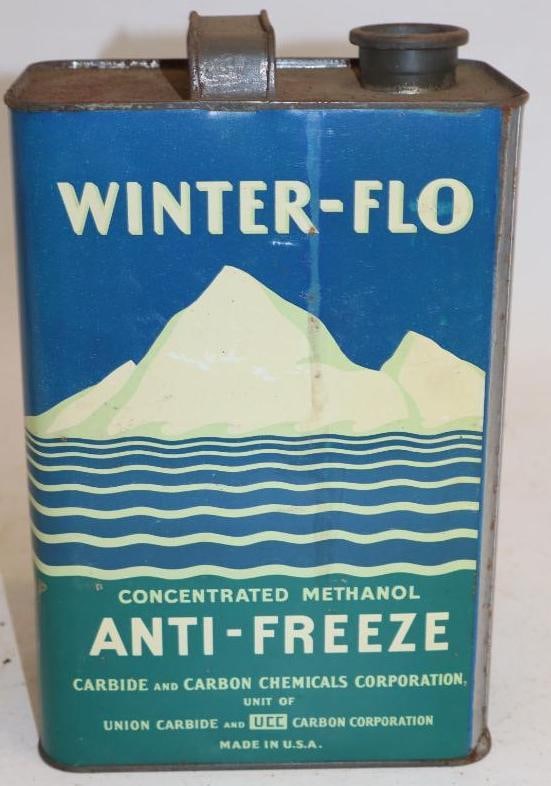 Winter-Flo Anti-Freeze One Gallon Rectangle Oil Can: Missing cap. 6.5" x 4" x 9.25"