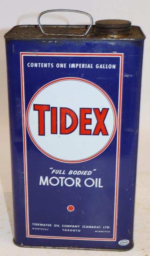 Tide Water Tidex "Full Bodied" Five Quart Rectangle Oil Can: 6.25" x 4.25" x 11.5"