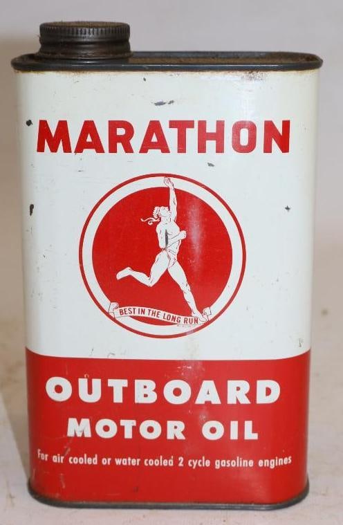 Marathon Metal One Quart Outboard Oil Can: 4.5" x 2.25" x 7.5"