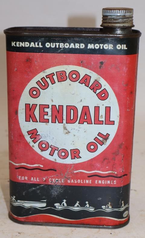 Kendall Metal One Quart Outboard Oil Can: 4.5" x 2.25" x 7.5"