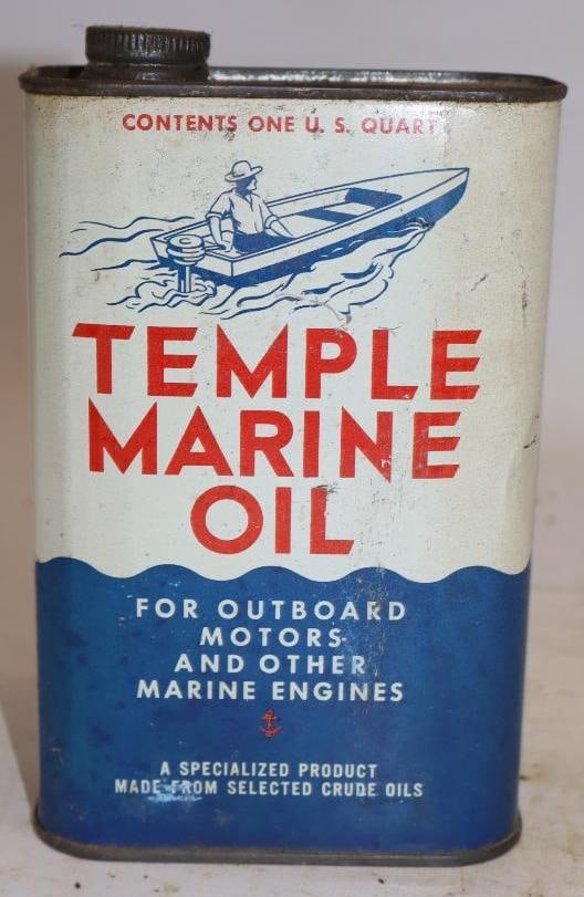 Temple Marine Metal One Quart Outboard Oil Can: 4.5" x 2.25" x 7.5"