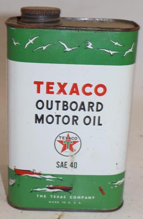 Texaco Metal One Quart Outboard Oil Can with Seagulls: 4.5" x 2.25" x 7.5"