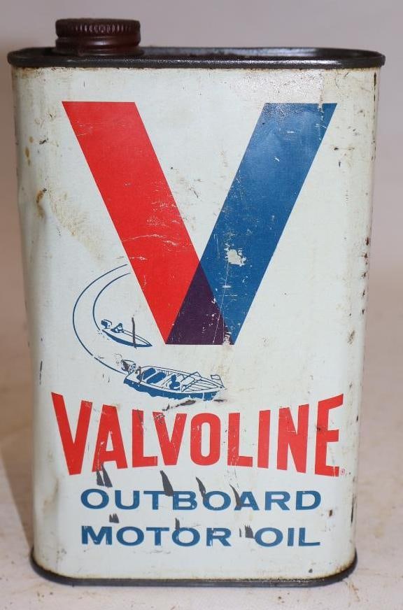 Valvoline Metal One Quart Outboard Oil Can: 4.5" x 2.25" x 7.5"