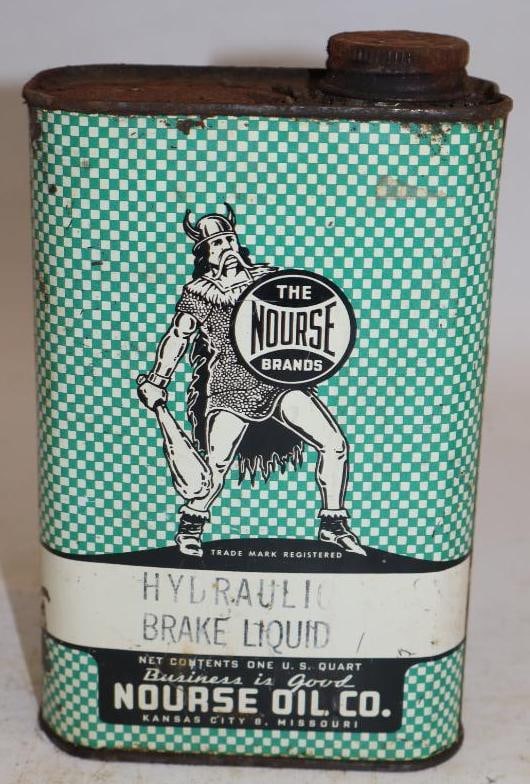 Nourse Hydraulic Brake Fluid Metal One Quart Oil Can (1 of 4)