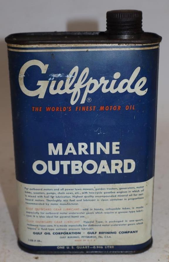 Gulfpride Marine Metal One Quart Outboard Oil Can (1 of 4)