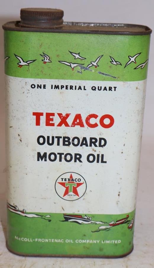 Texaco Metal One Imperial Quart Outboard Oil Can with Seagulls: 4.75" x 2.5" x 8"