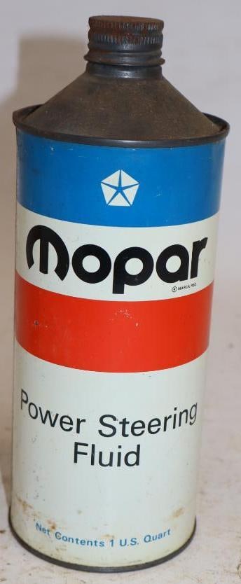 Mopar Power Steering Fluid One Quart Cone Top Metal Oil Can: 3.25" x 3.25" x 8.5"