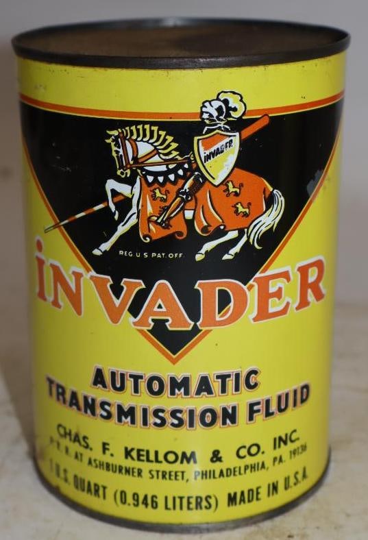 Invader ATF One Quart Metal Oil Can: Empty. 32oz