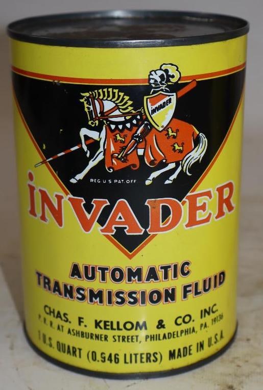 Invader ATF One Quart Metal Oil Can: Empty. 32oz