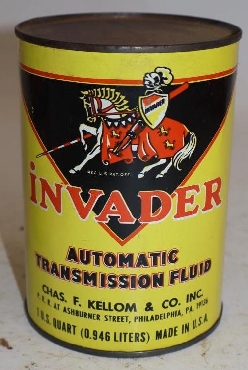 Invader ATF One Quart Metal Oil Can: Empty. 32oz