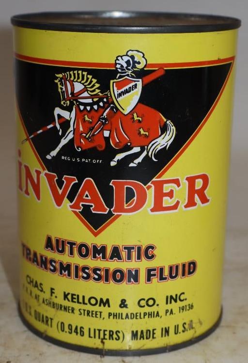 Invader ATF One Quart Metal Oil Can: Empty. 32oz