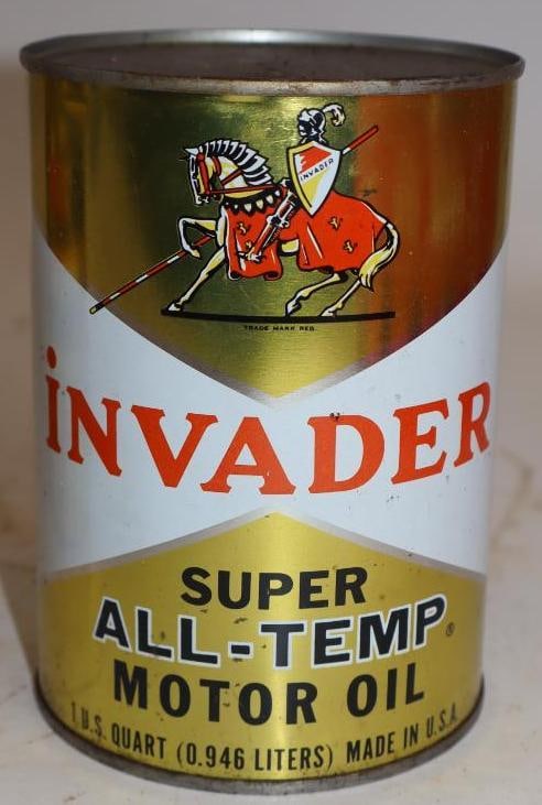 Invader Super All-Temp One Quart Metal Oil Can: Full. 32oz
