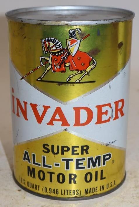 Invader Super All-Temp One Quart Metal Oil Can: Empty. 32oz