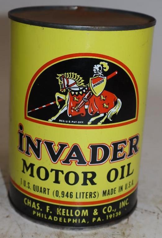 Invader Non Detergent 10W One Quart Metal Oil Can: Full. 32oz