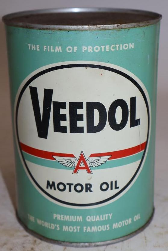 Tide Water Veedol Flying A One Quart Metal Oil Can: Empty. 32oz