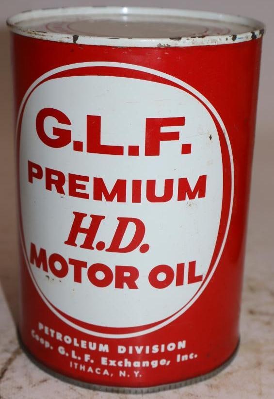G.L.F. Premium HD One Quart Metal Oil Can: Missing bottom. Empty. 32oz