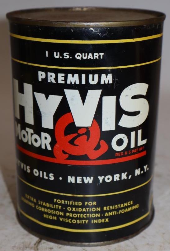 Premium Hyvis One Quart Metal Oil Can: Empty. 32oz