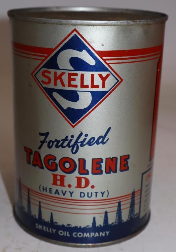 Skelly Fortified Tagolene HD One Quart Metal Oil Can: Empty. 32oz