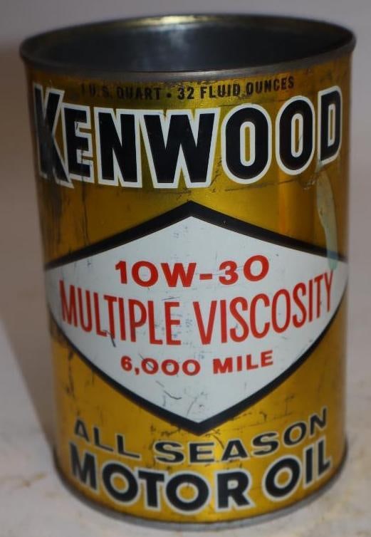 Kenwood One Quart Metal Oil Can: Missing top lid. Empty. 32oz