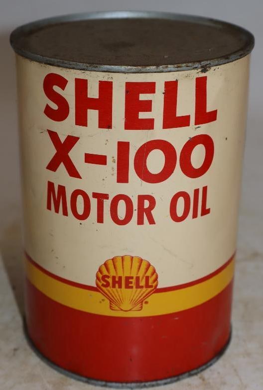 Shell X-100 One Quart Metal Oil Can (1 of 4)