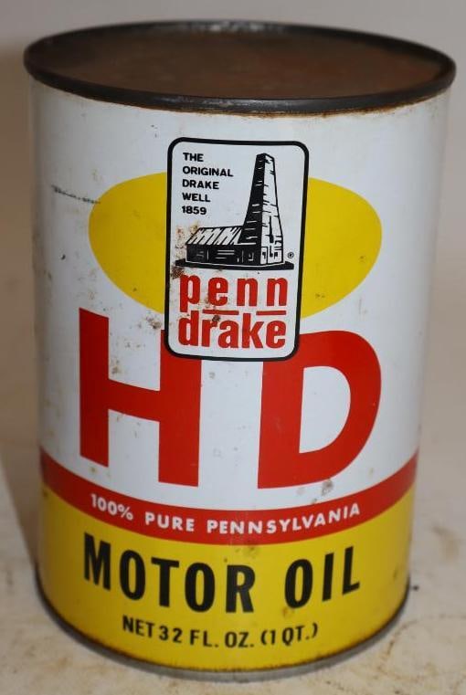 Penn Drake HD One Quart Metal Oil Can: Full. 32oz