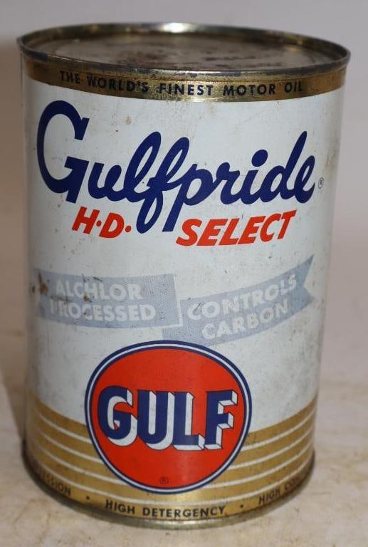 Gulfpride HD Select One Quart Metal Oil Can: Full. 32oz